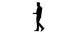 Silhouette mature man talking on cell phone walking in and out of frame.