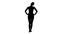 Silhouette mature woman stretching her neck and walking.