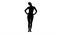 Silhouette Mature woman stretching her neck and walking.