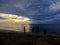 Silhouette meeting on beach in sunset