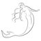 Silhouette of a mermaid. Beautiful girl is floating in the water. The lady is young and slender. Fantastic image of a
