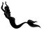 Silhouette of a mermaid. Beautiful girl is floating in the water. The lady is young and slender. Fantastic image of a fairy tale.
