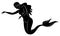 Silhouette of a mermaid. Beautiful girl is floating in the water. The lady is young and slender. Fantastic image of a fairy tale.