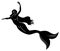 Silhouette of a mermaid. Beautiful girl is floating in the water. The lady is young and slender. Fantastic image of a fairy tale.