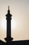Silhouette of minaret of Grand Mosque - Masjid al-Haram in Mecca. Islamic background