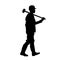 silhouette of a miner worker bringing his sledge hammer.