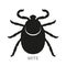 Silhouette of a mite. tick sign on a white background. Isolated object for web and application.