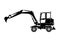 Silhouette of a modern wheeled excavator.