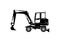 Silhouette of a modern wheeled excavator.