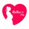 Silhouette of a mom in a heart. Mother day