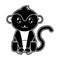 Silhouette monkey cute wild animal character