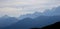 Silhouette of Mont Blanc massif with hot air balloons in sky