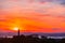 Silhouette of monuments on Calton Hill on beautiful sky on background, Edinburgh, Scotland