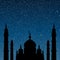 Silhouette of a mosque. Starry Sky. Eps 10.