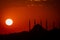 Silhouette of mosque at sunset. Ramadan in Istanbul. Islamic background. Ramadan and kandi background photo. Mosque`s of Istanbul