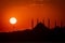 Silhouette of mosque at sunset. Ramadan in Istanbul. Islamic background. Ramadan and kandil background photo. Mosque`s of Istanbul