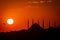 Silhouette of mosque at sunset. Ramadan in Istanbul. Islamic background. Ramadan and kandil background photo. Mosque`s of Istanbul