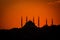 Silhouette of mosque at sunset. Ramadan in Istanbul. Islamic background. Ramadan and kandil background photo. Mosque`s of Istanbul