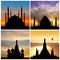 Silhouette of mosques in the world