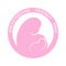Silhouette of a mother breastfeeding her baby. Breastfeeding friendly area sign. Isolated illustration. Vector. Pink