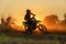 Silhouette motocross speed in track