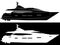 Silhouette of a motor yacht.