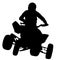 Silhouette of the motorcyclist on a quad bike, on a white background