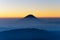 Silhouette of Mount Fuji as seen from Mount Kitadake.