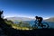 Silhouette of mountain bike rider in Queenstown