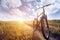 Silhouette Mountain biking at sunset