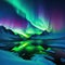 silhouette of a in the mountains watching the beautiful aurora borealis in the