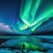 silhouette of a in the mountains watching the beautiful aurora borealis in the