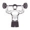 Silhouette muscle man lifting a disc weights