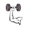 Silhouette muscular arm holding a disc weights