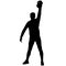 Silhouette muscular man holding kettle bell