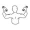 Silhouette muscular man lifting a dumbbells icon