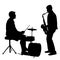 Silhouette musician, drummer and saxophonist on white background, vector illustration