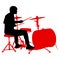 Silhouette musician, drummer on white background, vector illustration