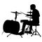 Silhouette musician, drummer on white background, vector illustration