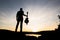 Silhouette of musician with guitar