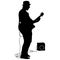 Silhouette musician plays the guitar. Vector illustration