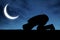 Silhouette of muslim man praying