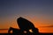 Silhouette of Muslim man praying. Holy month of Ramadan