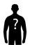 Silhouette mystery person question mark on body