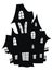 Silhouette of a mystical castle. Vector illustration of a haunted house for Halloween. Tattoo.