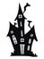 Silhouette of a mystical castle. Vector illustration of a haunted house for Halloween. Tattoo.