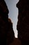 Silhouette of a narrow canyon