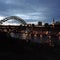 A silhouette of NewCastle Cityscape at the sunset