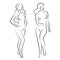 Silhouette of a nice lady, she is standing. The girl has a beautiful naked figure. The woman is a young sexy and slender