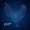 Silhouette on a night starry sky background rooster - a symbol of 2017 by the Chinese calendar.